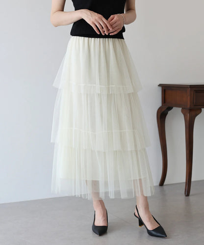 BLUE EAST Tulle Tiered Skirt