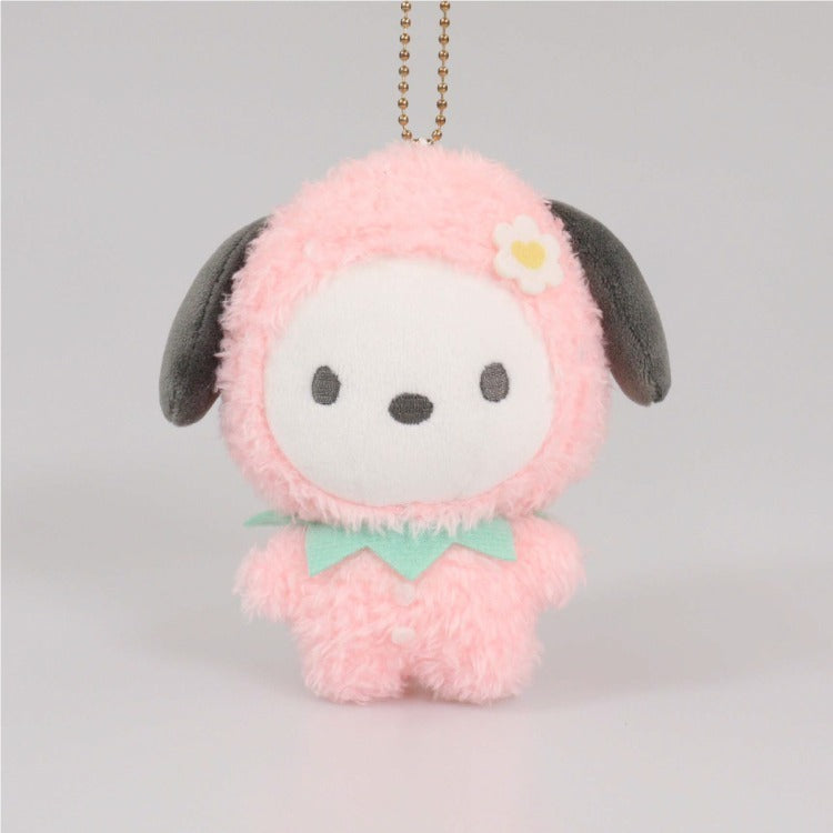 Sanrio Pochacco Strawberry Costume Plush Mascot Keychain - Ichigo Shinbun 50th Anniversary Limited Edition