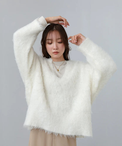 Bab Inner Set Keyhole Neck Scribble Knit Top