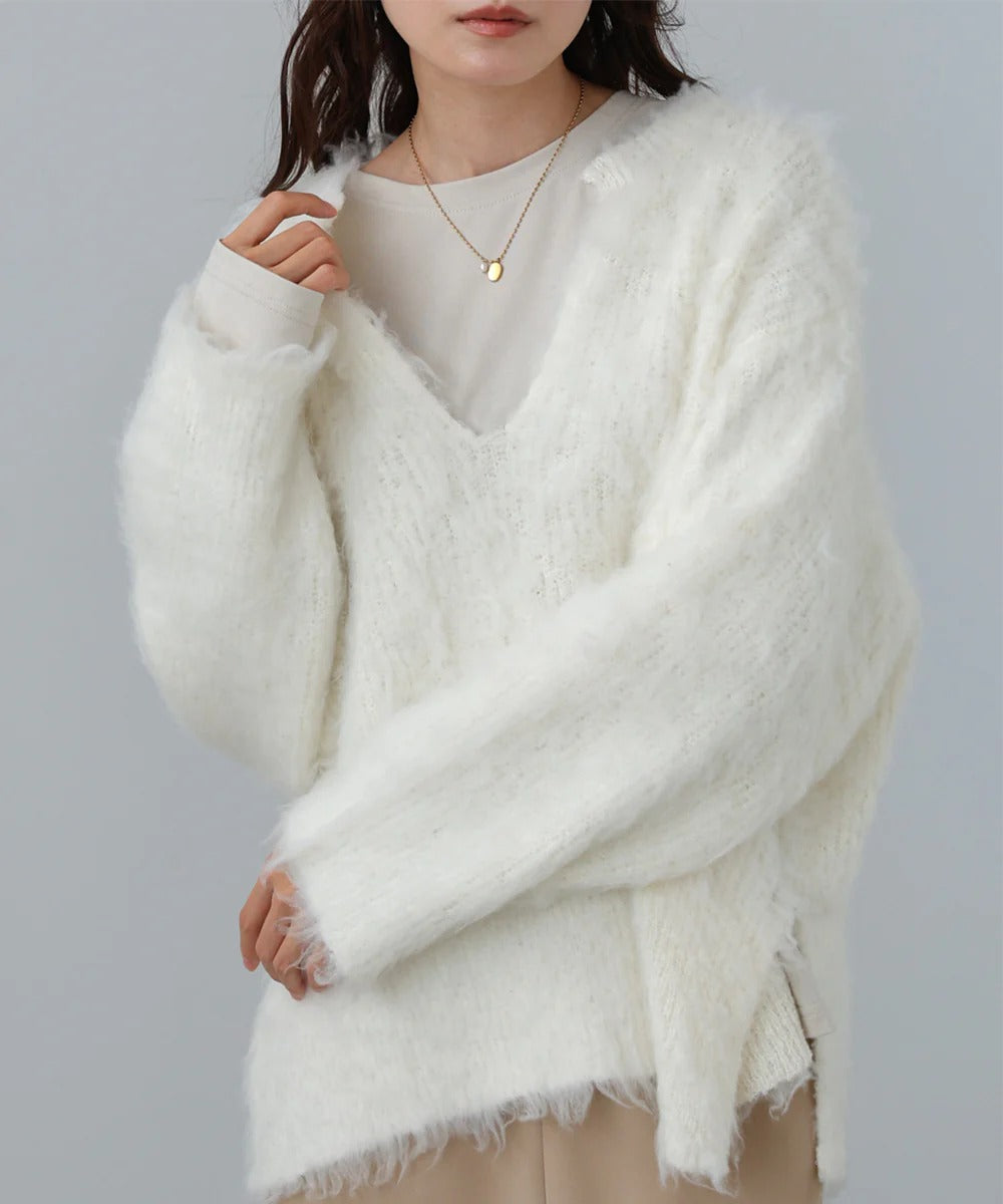 Bab Inner Set Keyhole Neck Scribble Knit Top