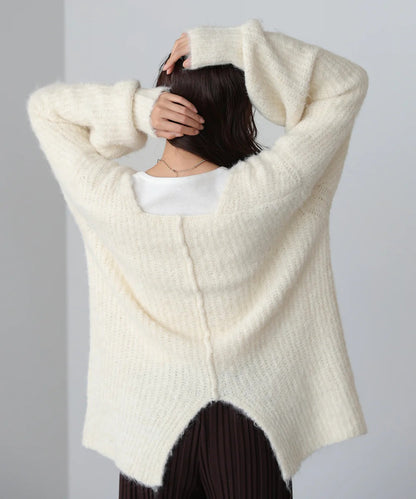 Bab Wide V-Neck Loose Knit Pullover