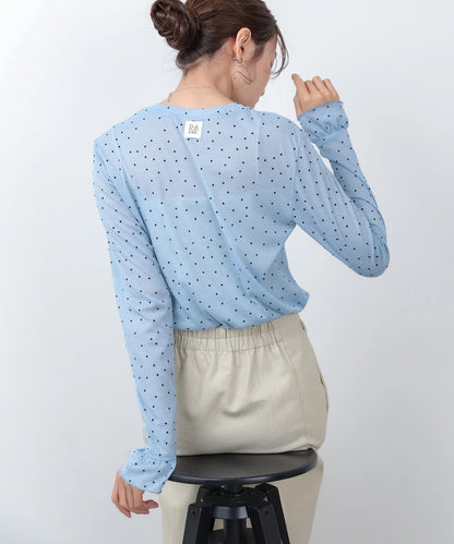 Women’s Polka Dot Long Sleeve Top – Soft Fitted Style
