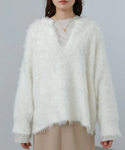 Bab Inner Set Keyhole Neck Scribble Knit Top