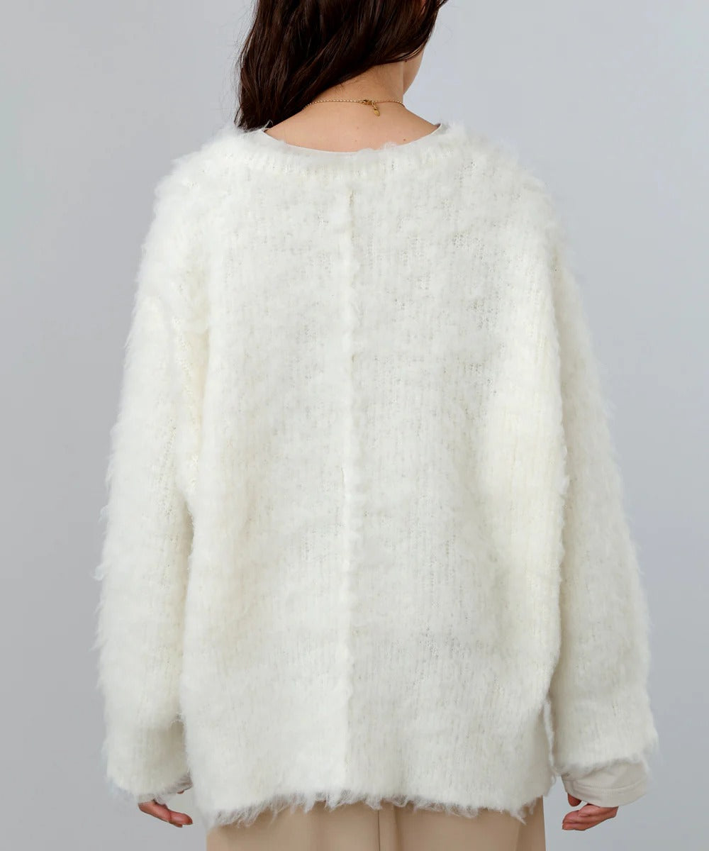 Bab Inner Set Keyhole Neck Scribble Knit Top