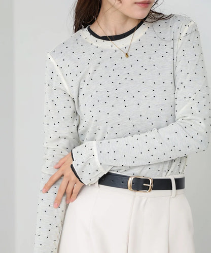 Women’s Polka Dot Long Sleeve Top – Soft Fitted Style