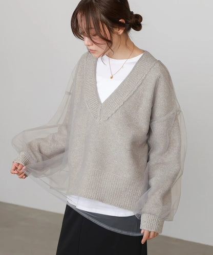 Bab Reversible Tulle Layered Knit