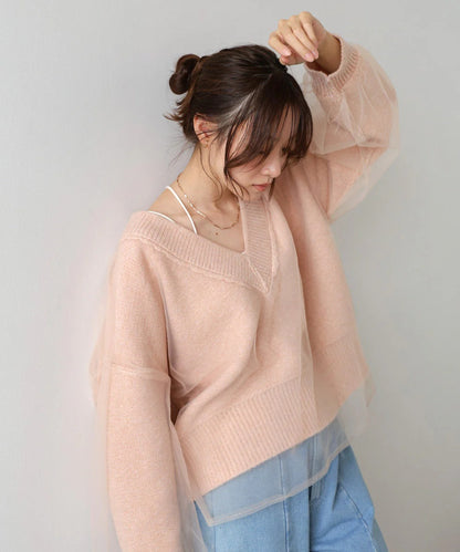 Bab Reversible Tulle Layered Knit