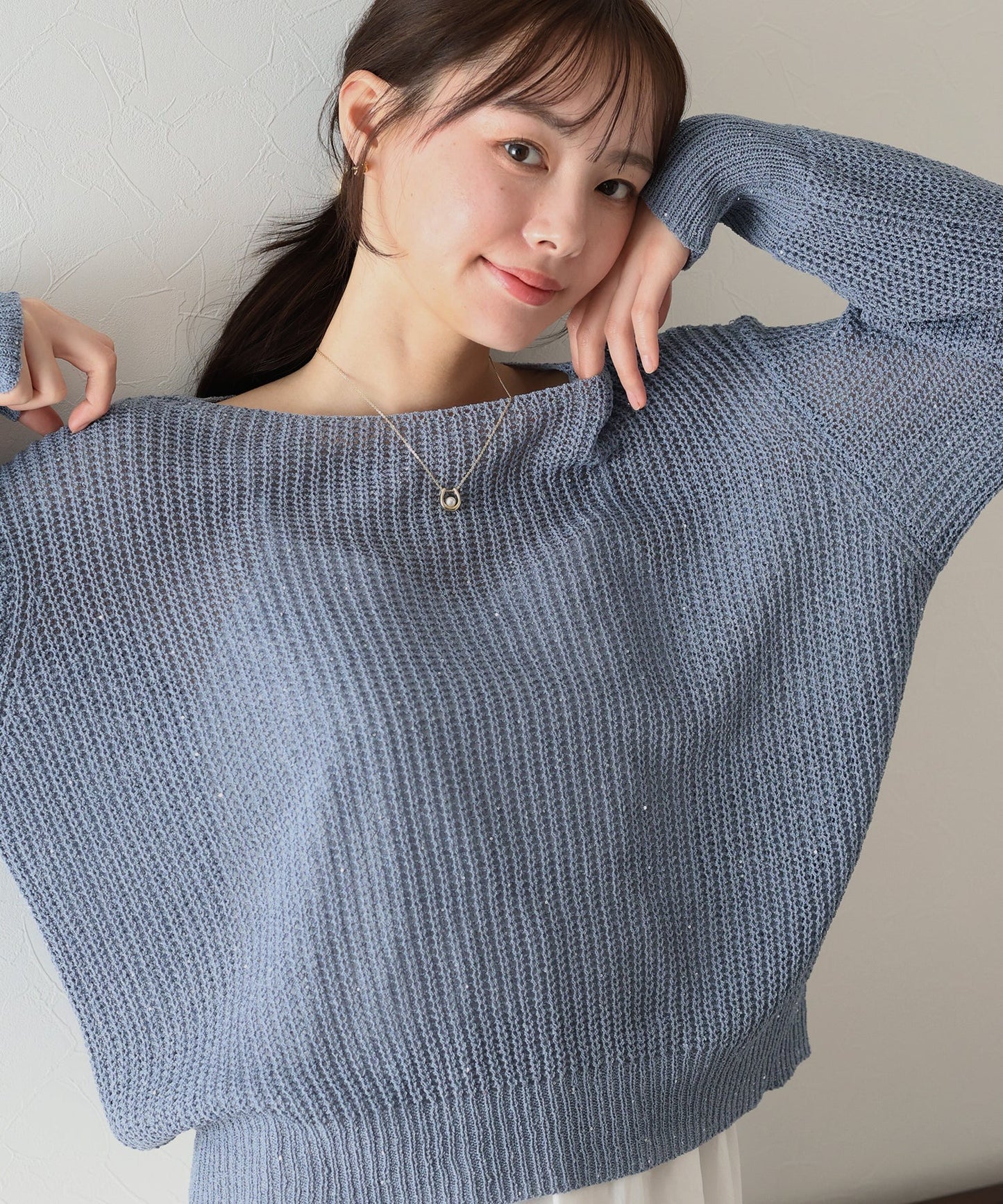 BLUE EAST Sequin Mesh Knit