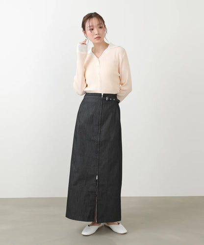 Women’s High Waist Maxi Skirt – Minimalist Side Slit Pencil Skirt