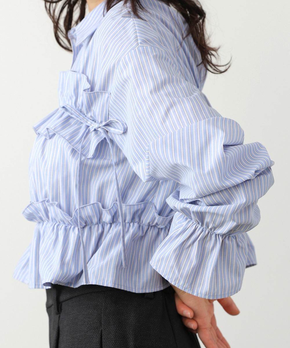 Bab Shirred Ribbon Short Blouse