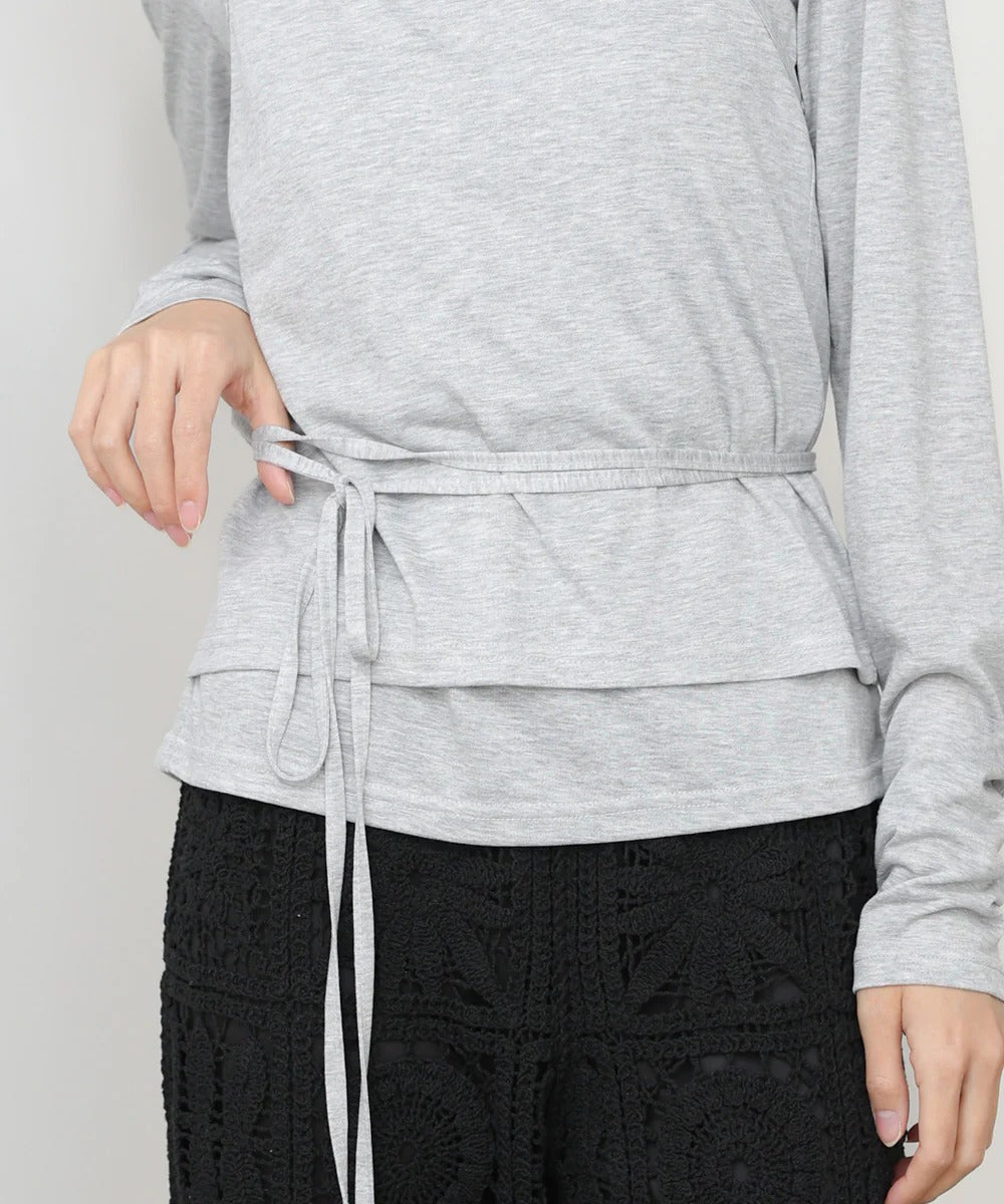 Women’s Long Sleeve Tie Waist Top – Casual Minimal Style