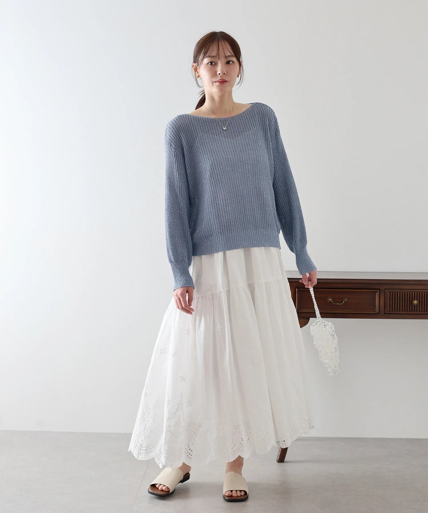 BLUE EAST Sequin Mesh Knit