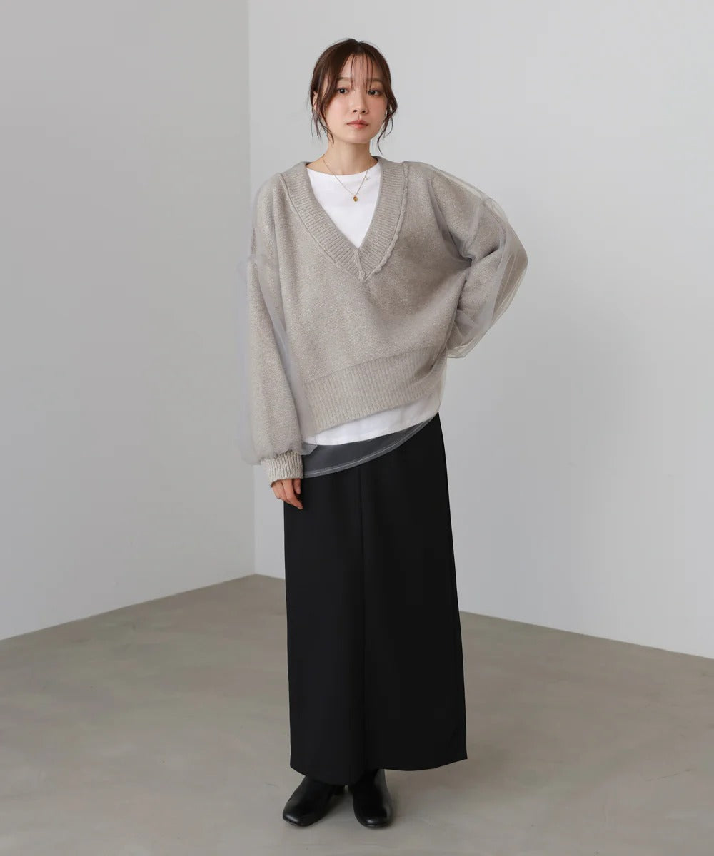 Bab Reversible Tulle Layered Knit