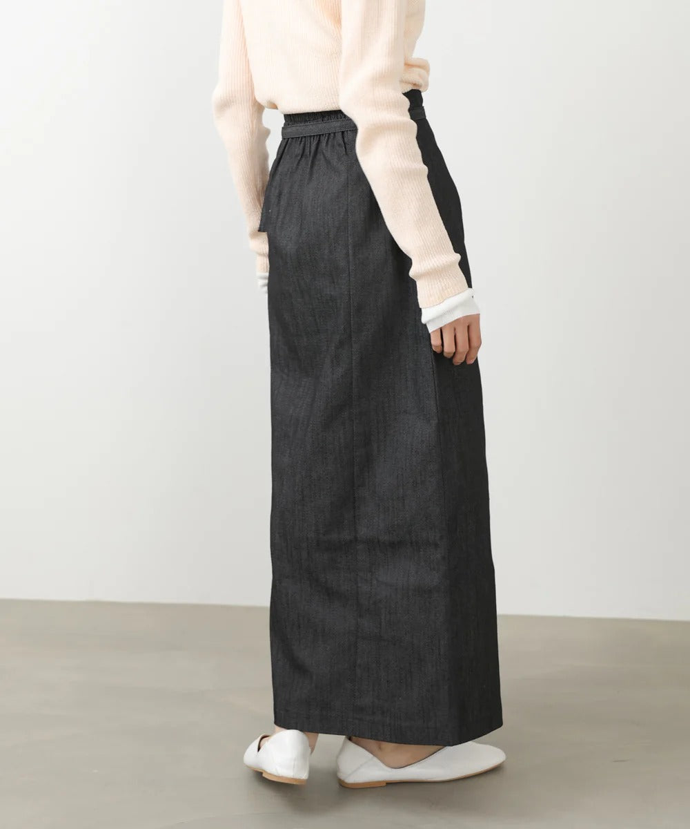 Women’s High Waist Maxi Skirt – Minimalist Side Slit Pencil Skirt
