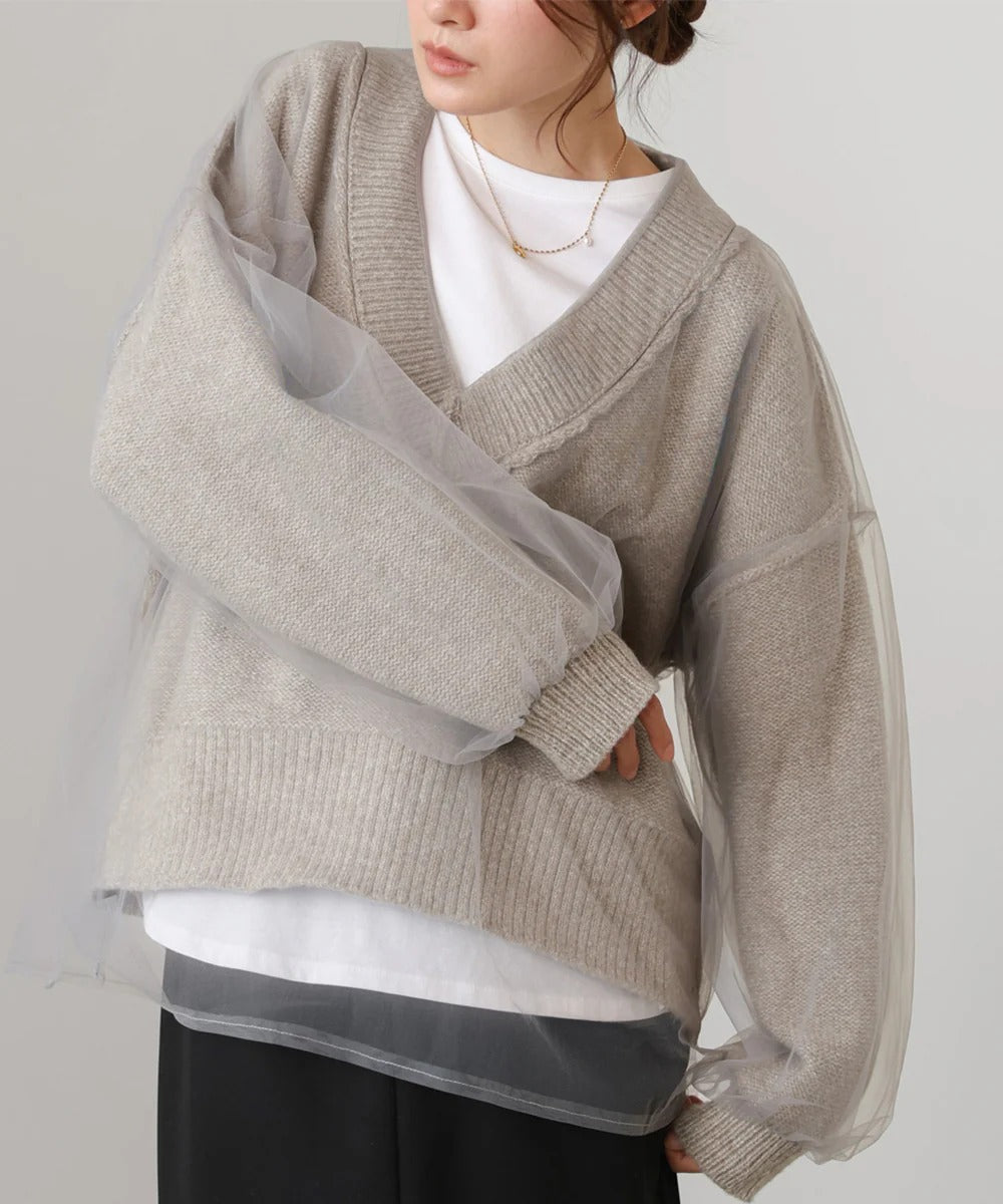 Bab Reversible Tulle Layered Knit