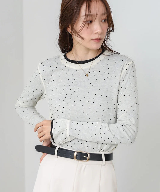 Women’s Polka Dot Long Sleeve Top – Soft Fitted Style