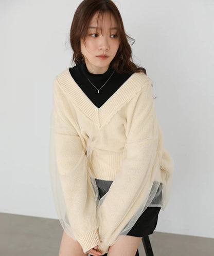 Bab Reversible Tulle Layered Knit