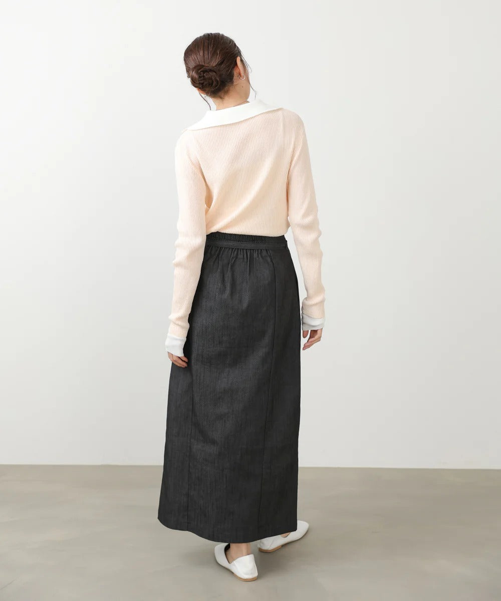 Women’s High Waist Maxi Skirt – Minimalist Side Slit Pencil Skirt