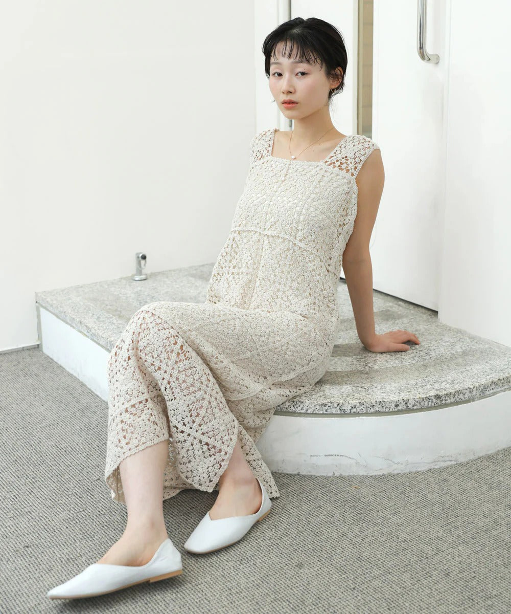 Boho Crochet Maxi Dress for Women – Sleeveless Summer Resort Style