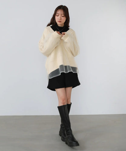 Bab Reversible Tulle Layered Knit