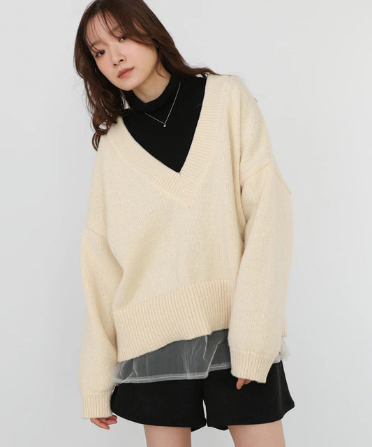 Bab Reversible Tulle Layered Knit