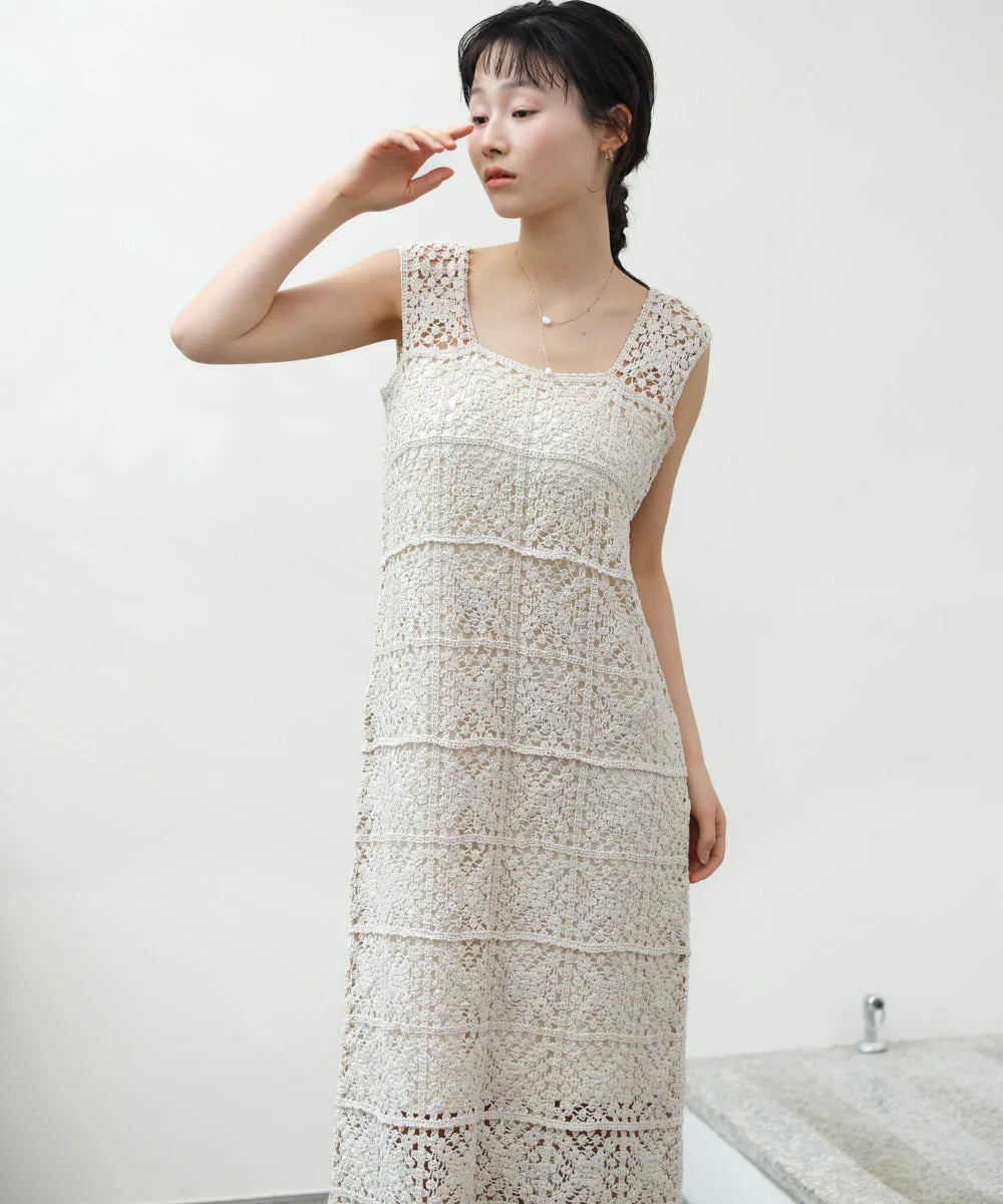 Boho Crochet Maxi Dress for Women – Sleeveless Summer Resort Style