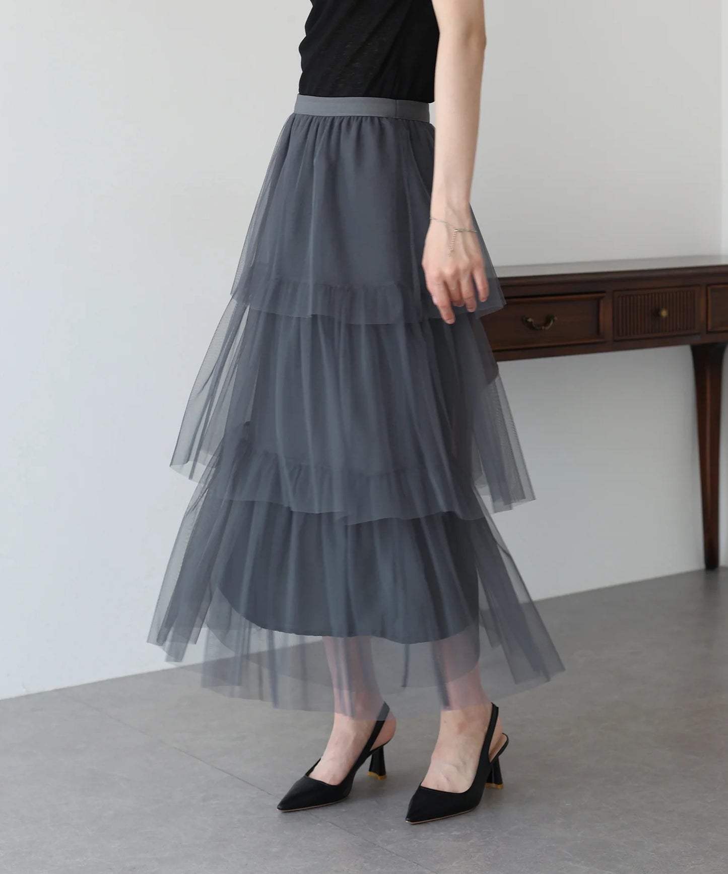 BLUE EAST Tulle Tiered Skirt