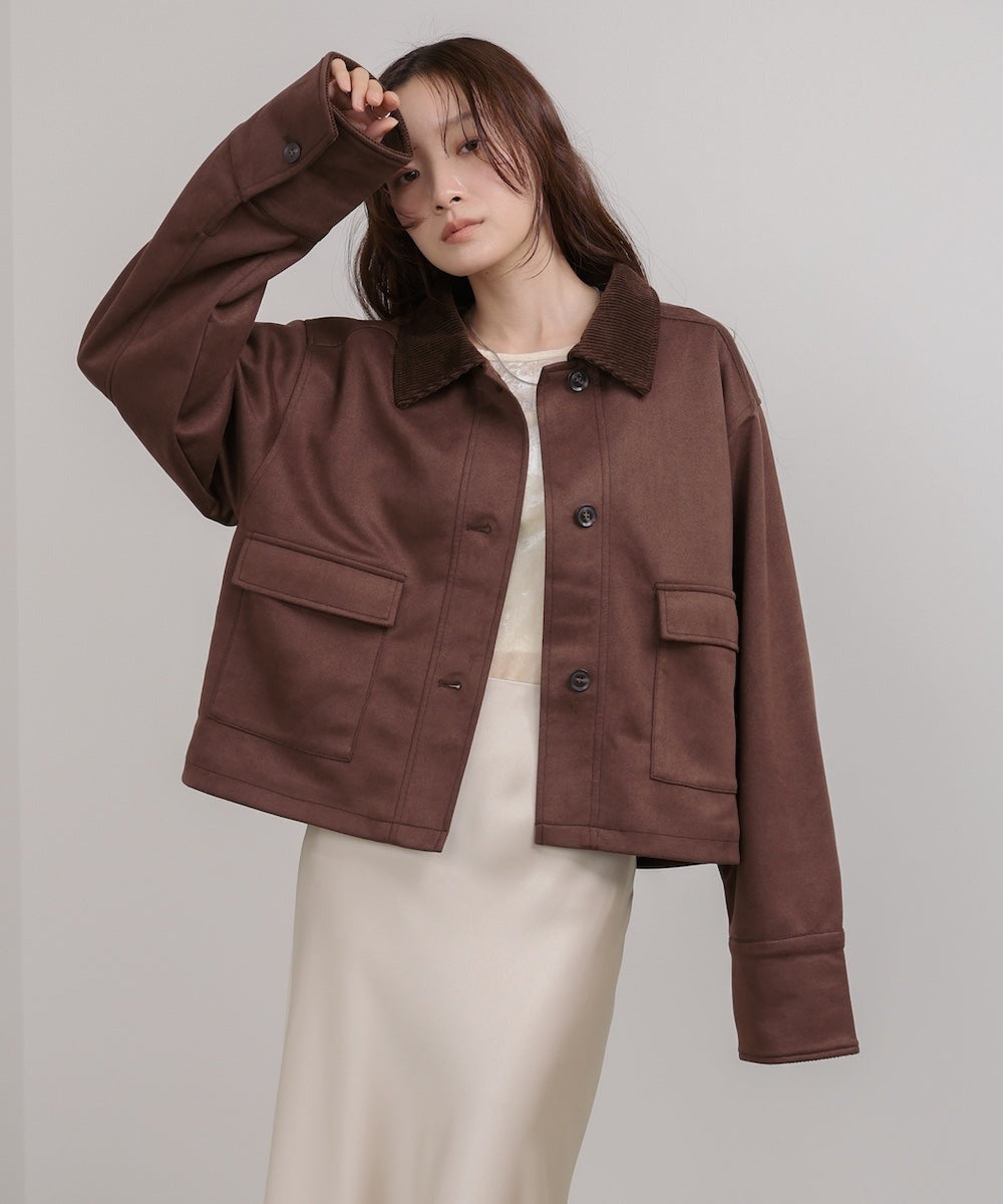 Bab Faux Suede x Corduroy Short Coverall