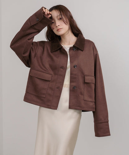 Bab Faux Suede x Corduroy Short Coverall