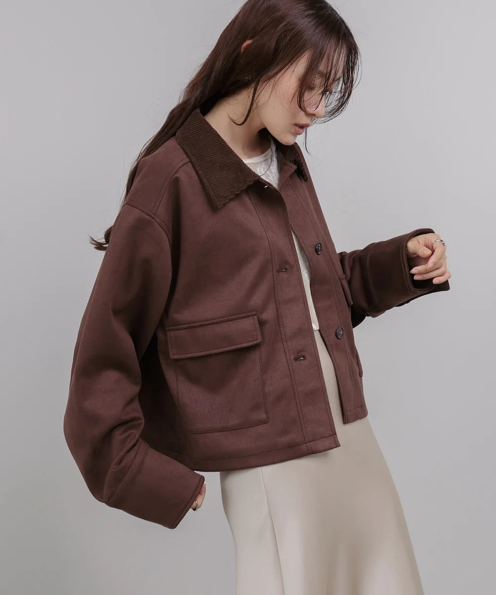 Bab Faux Suede x Corduroy Short Coverall