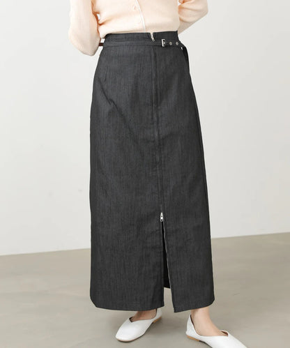 Women’s High Waist Maxi Skirt – Minimalist Side Slit Pencil Skirt