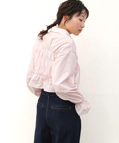 Bab Shirred Ribbon Short Blouse