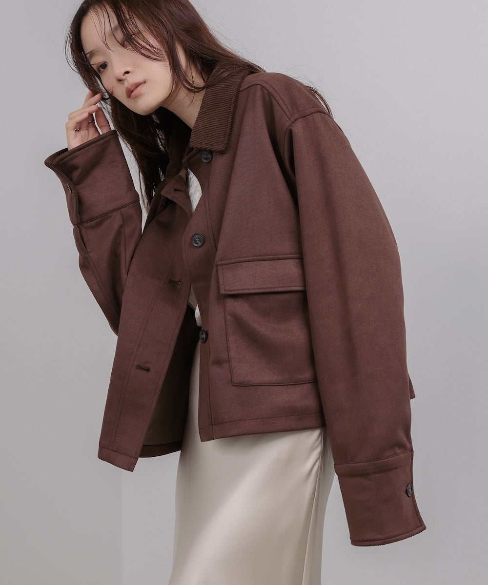 Bab Faux Suede x Corduroy Short Coverall