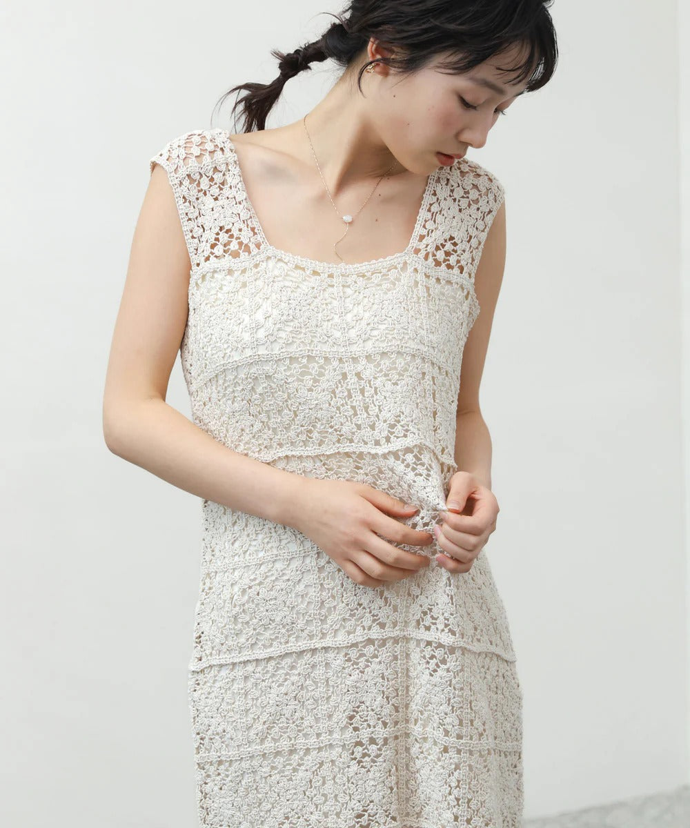 Boho Crochet Maxi Dress for Women – Sleeveless Summer Resort Style