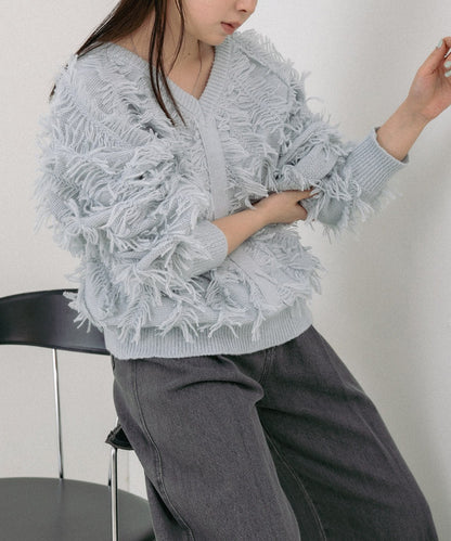 Bab 2-Way Shaggy Knit Top (Front and Back)