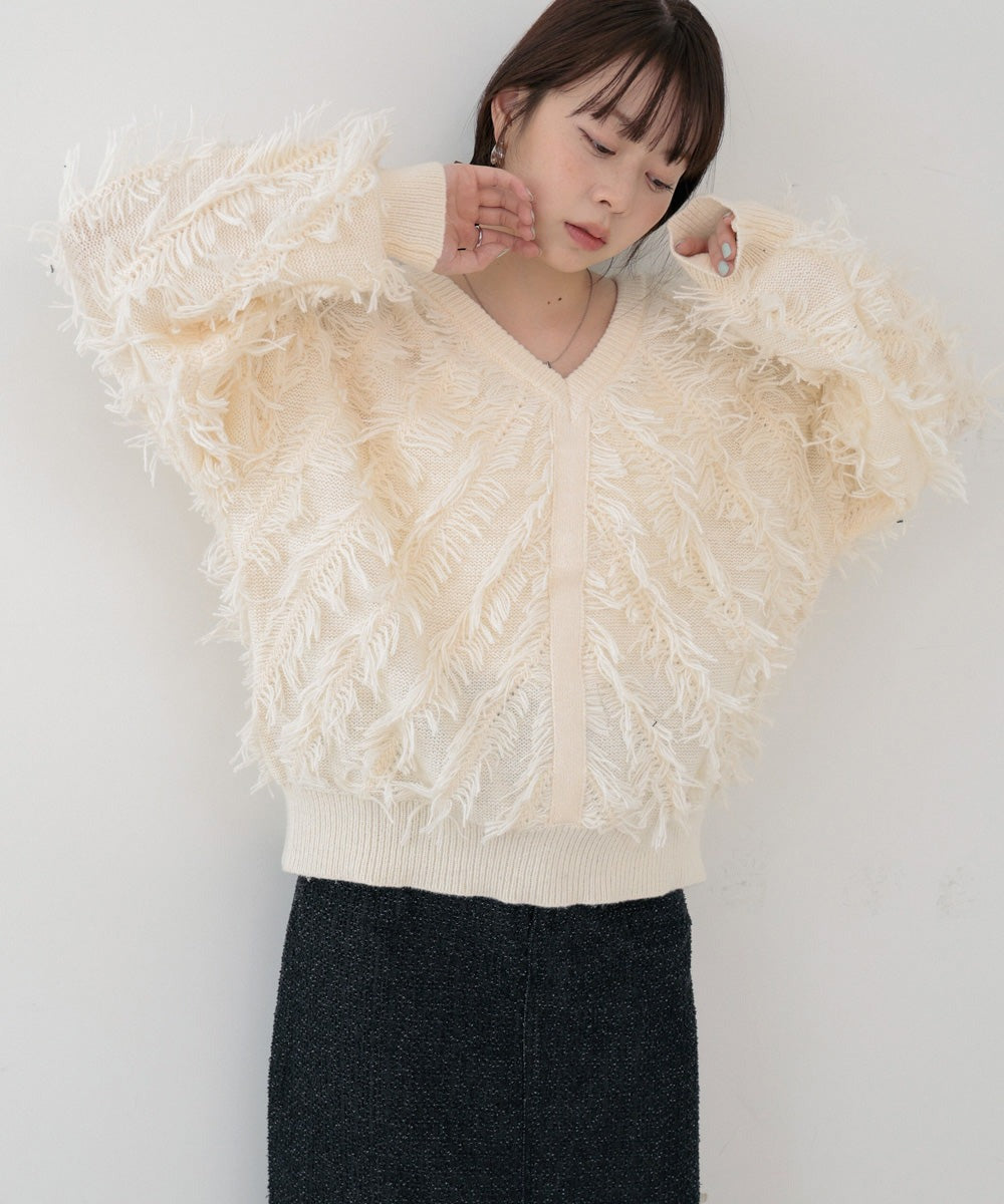 Bab 2-Way Shaggy Knit Top (Front and Back)