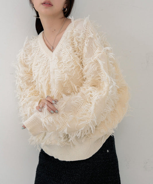 Bab 2-Way Shaggy Knit Top (Front and Back)