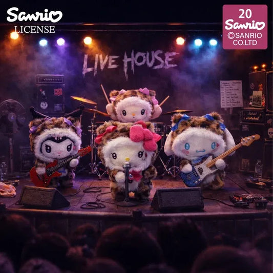 Sanrio Leopard Mascot Pouch Plush Keychain – Hello Kitty / Kuromi / My Melody / Cinnamoroll