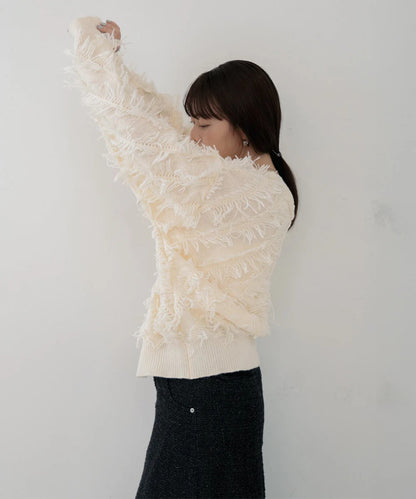 Bab 2-Way Shaggy Knit Top (Front and Back)