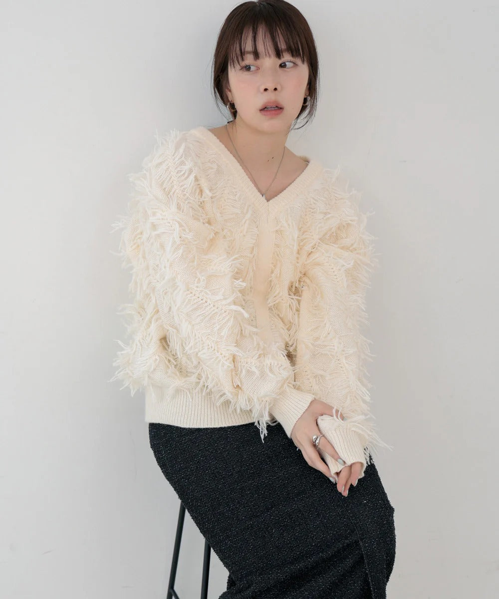 Bab 2-Way Shaggy Knit Top (Front and Back)