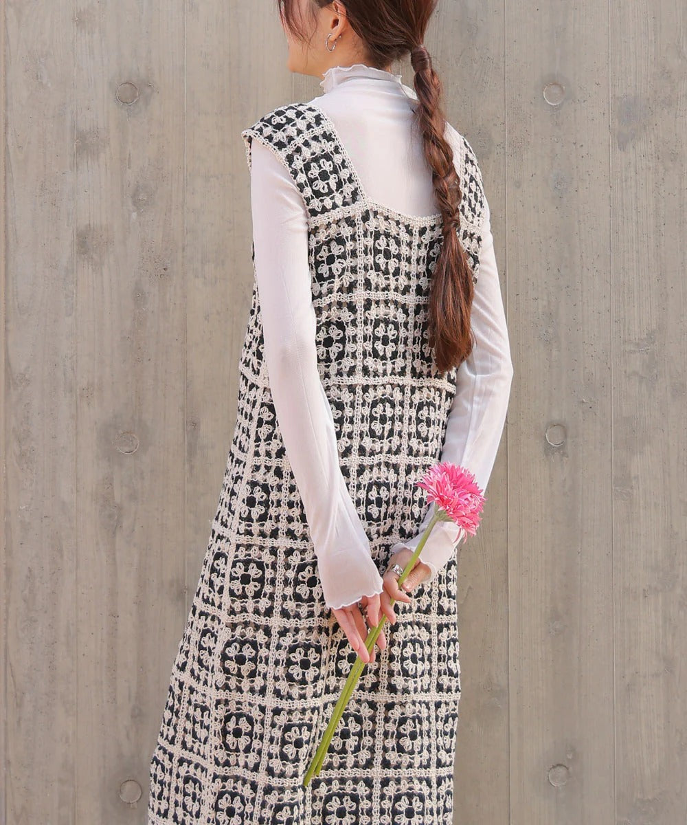 Boho Crochet Maxi Dress for Women – Sleeveless Summer Resort Style