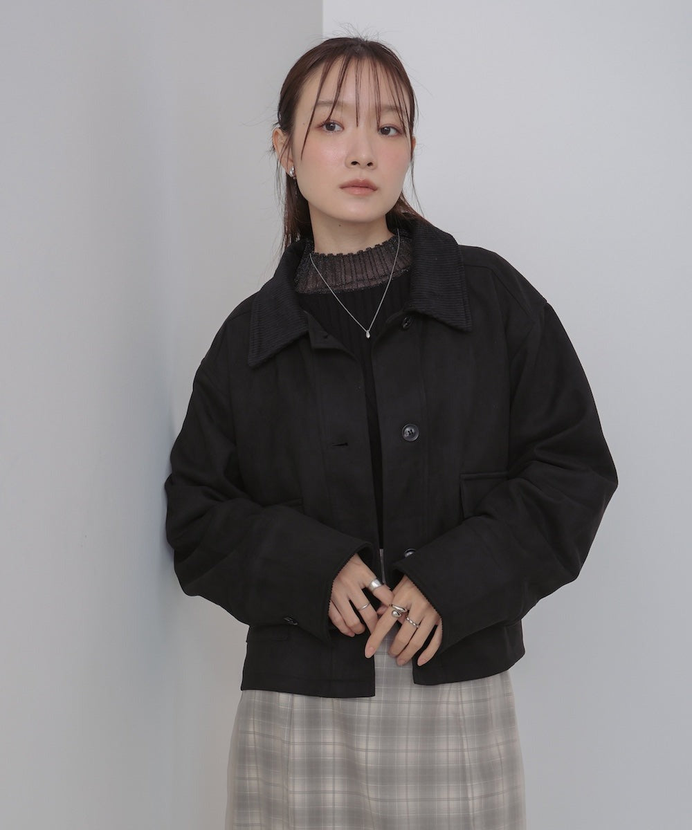 Bab Faux Suede x Corduroy Short Coverall