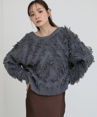 Bab 2-Way Shaggy Knit Top (Front and Back)