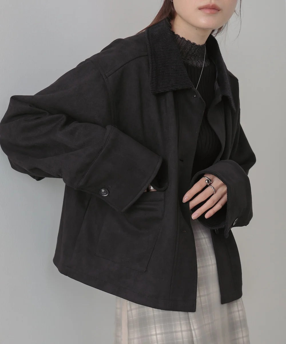 Bab Faux Suede x Corduroy Short Coverall