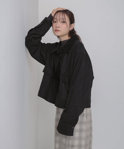 Bab Faux Suede x Corduroy Short Coverall