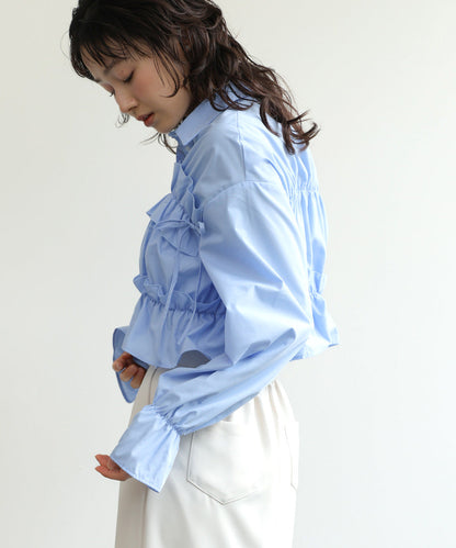 Bab Shirred Ribbon Short Blouse