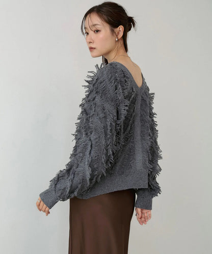 Bab 2-Way Shaggy Knit Top (Front and Back)