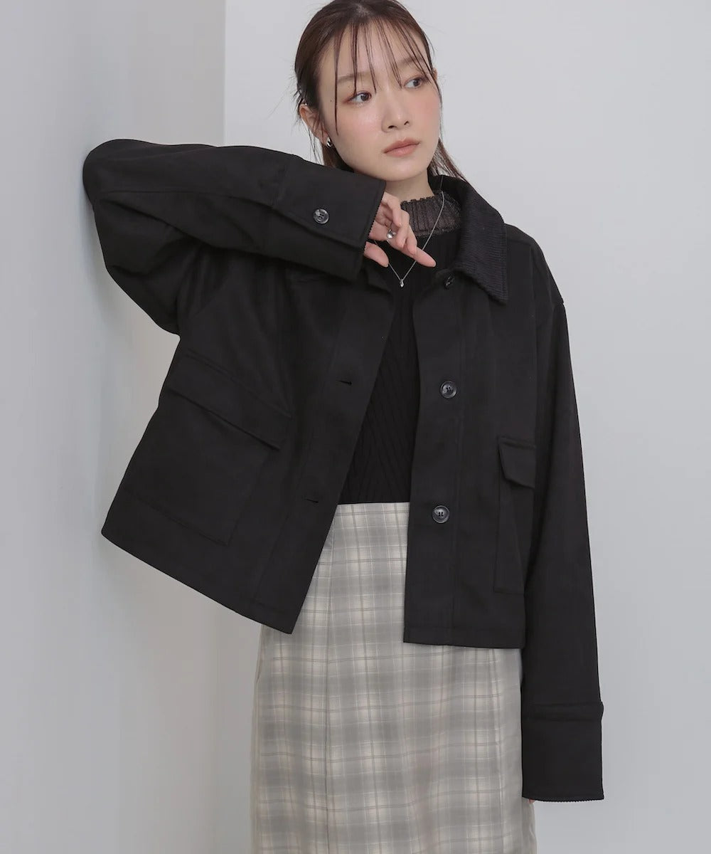 Bab Faux Suede x Corduroy Short Coverall