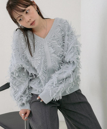 Bab 2-Way Shaggy Knit Top (Front and Back)