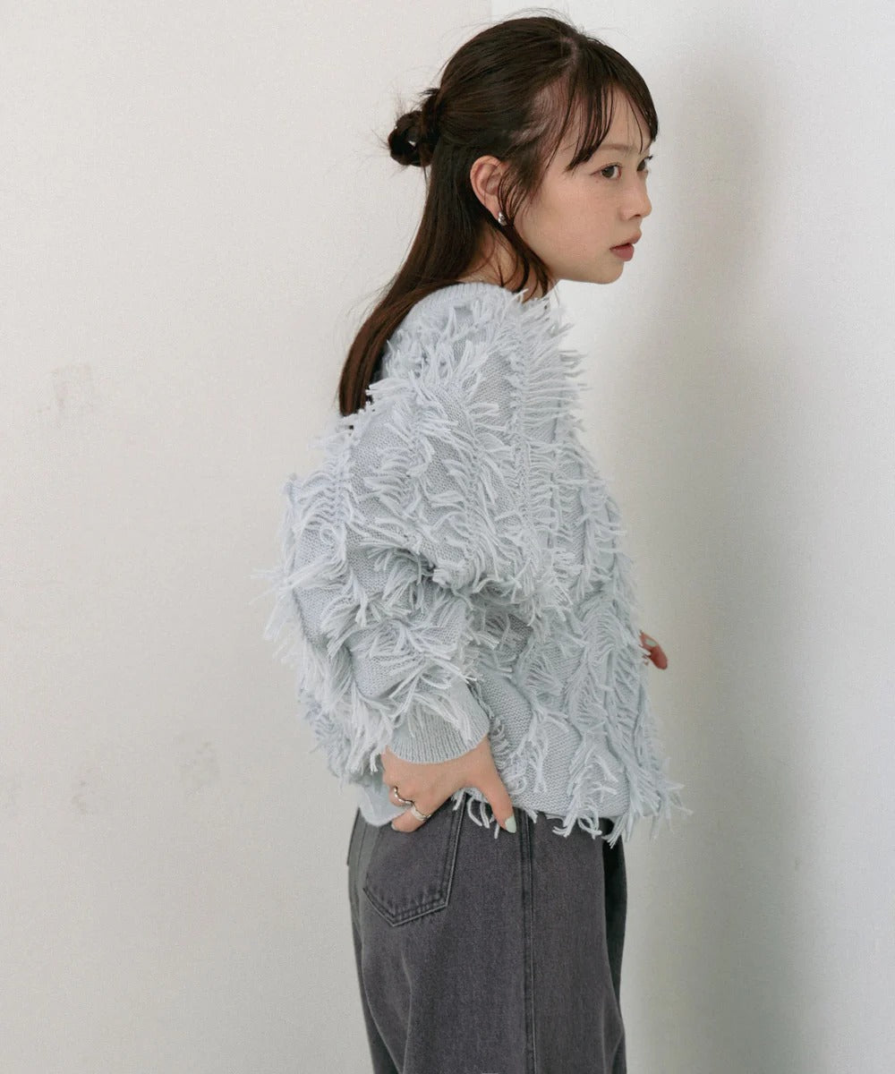 Bab 2-Way Shaggy Knit Top (Front and Back)